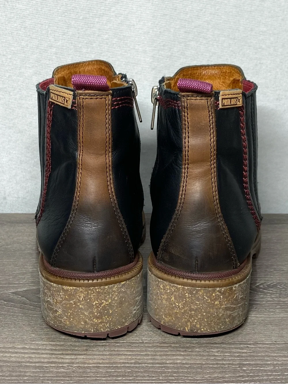 PIKOLINOS Aspe Black Leather Ankle Side Zip Boots Size 9 EUR 39 Made In Spain